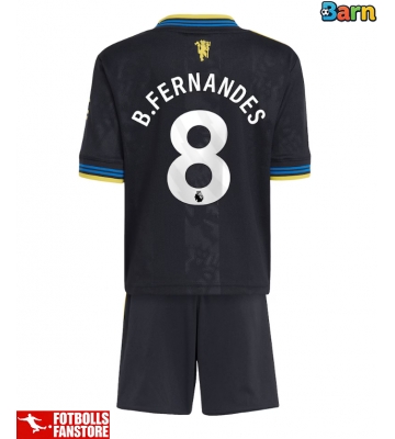 Manchester United Bruno Fernandes #8 Tredje Tröja Barn 2025-26 Kortärmad (+ Korta byxor)